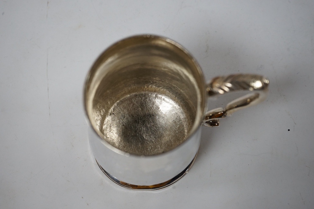 A George III silver baluster mug, overstruck maker's mark, Benjamin Montague?, London, 1780, height 91mm, 5.4oz. Condition - fair